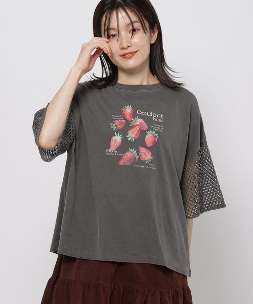 niko and .袖フレアメッシュフルーツTシャツ チャコールグレー M ウィメンズインナー ニコアンド 571800 and ST アンドエスティ(旧ドットエスティ) niko and .袖フレアメッシュフルーツTシャツ チャコールグレー M ウィメンズインナー ニコアンド 571800 and ST アンドエスティ(旧ドットエスティ)