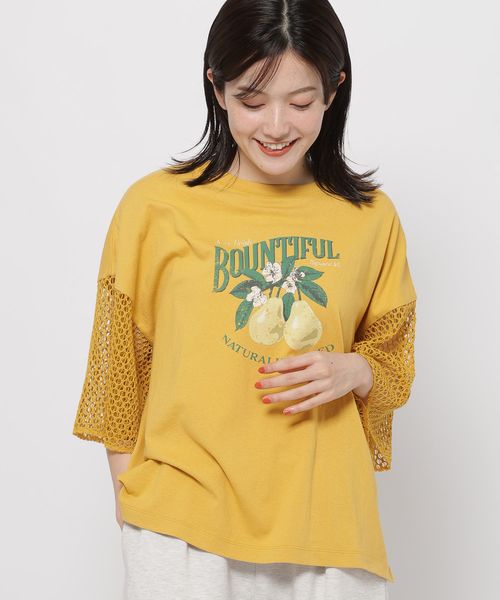 niko and .袖フレアメッシュフルーツTシャツ イエロー L ウィメンズインナー ニコアンド 571800 and ST アンドエスティ(旧ドットエスティ) niko and .袖フレアメッシュフルーツTシャツ イエロー L ウィメンズインナー ニコアンド 571800 and ST アンドエスティ(旧ドットエスティ)