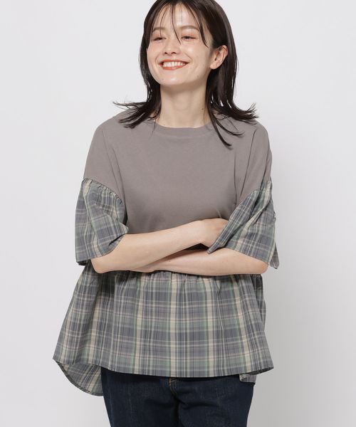 niko and .チェックコンビフレアTシャツ ブロンズ FREE ウィメンズインナー ニコアンド 572388 and ST アンドエスティ(旧ドットエスティ) niko and .チェックコンビフレアTシャツ ブロンズ FREE ウィメンズインナー ニコアンド 572388 and ST アンドエスティ(旧ドットエスティ)