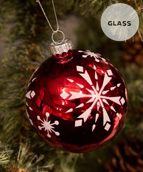 niko and .【2025Xmas】ガラスボールオーナメント/直径８cm １ 季節（クリスマス） レッド ニコアンド 574389 and ST アンドエスティ（旧ドットエスティ）