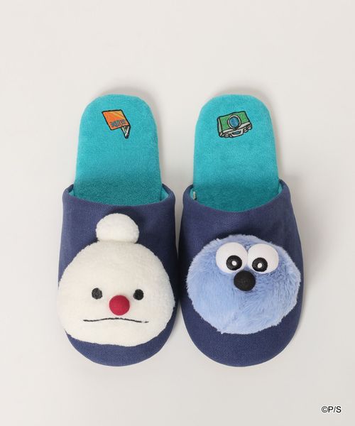 niko and .【パペットスンスン】コラボフェイスルームシューズ【WEB限定】 インテリアファブリック ライトブルー L ニコアンド 576891 and ST アンドエスティ（旧ドットエスティ）