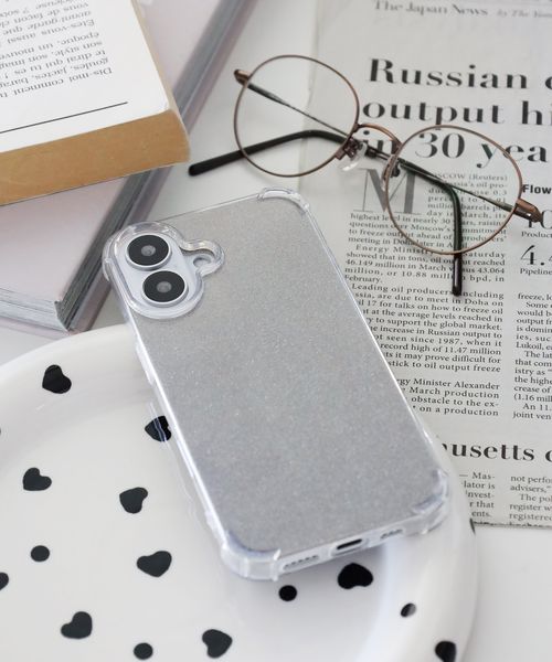 niko and .ラメシート付きiPhone16ケース[tiny tiny(ティニーティニー)] グレー ｔｉｎｙ ｔｉｎｙ ニコアンド 576968 and ST アンドエスティ（旧ドットエスティ）