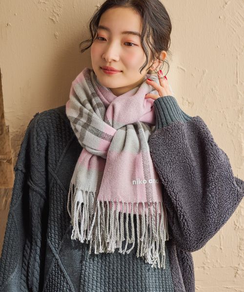niko and .オリジナルチェックストール ピンク ウィメンズグッズ ニコアンド 578198 and ST アンドエスティ(旧ドットエスティ) niko and .オリジナルチェックストール ピンク ウィメンズグッズ ニコアンド 578198 and ST アンドエスティ(旧ドットエスティ)
