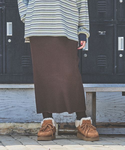 niko and .アソートリブニットスカート ライトベージュ L ウィメンズボトムス ニコアンド 580066 and ST アンドエスティ（旧ドットエスティ）