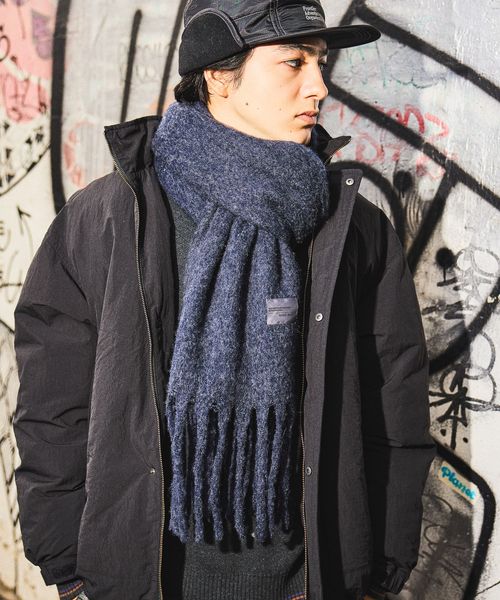 niko and .ウール混ボリュームマフラー ネイビー FREE メンズグッズ ニコアンド 580840 and ST アンドエスティ（旧ドットエスティ）