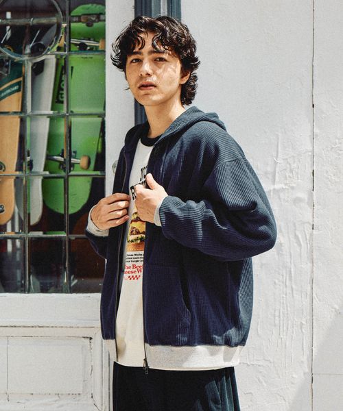 niko and .ワッフルジップパーカー ネイビー M メンズインナー ニコアンド 581480 and ST アンドエスティ(旧ドットエスティ) niko and .ワッフルジップパーカー ネイビー M メンズインナー ニコアンド 581480 and ST アンドエスティ(旧ドットエスティ)
