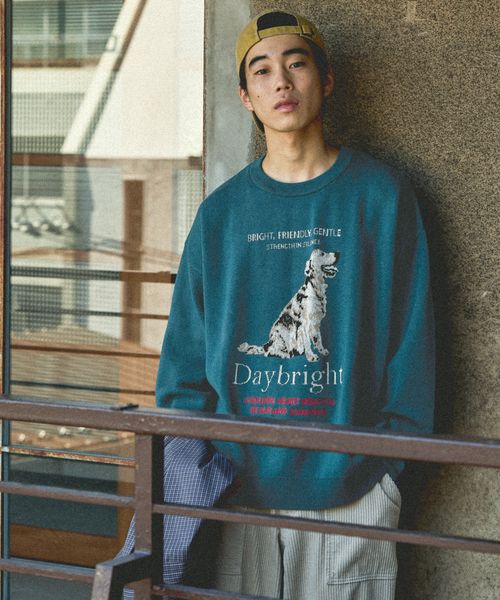 niko and .【WEB限定カラー登場！】アニマルグラフィックニットプルオーバー グリーン L メンズインナー ニコアンド 594081 and ST アンドエスティ（旧ドットエスティ）