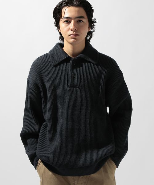 niko and .両畦ニットポロプルオーバー ネイビー M メンズインナー ニコアンド 595101 and ST アンドエスティ（旧ドットエスティ）