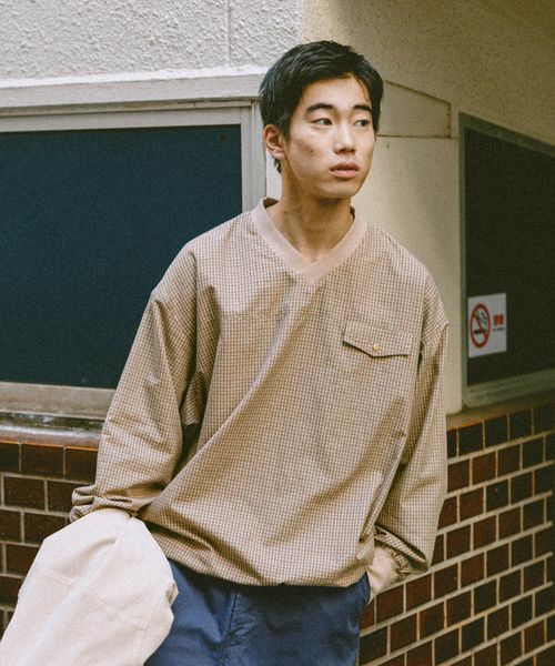 niko and .レトロチェック布帛プルオーバー ブラウン L メンズインナー ニコアンド 596102 and ST アンドエスティ（旧ドットエスティ）