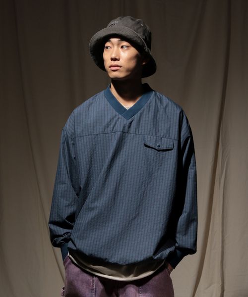 niko and .レトロチェック布帛プルオーバー ネイビー L メンズインナー ニコアンド 596102 and ST アンドエスティ（旧ドットエスティ）