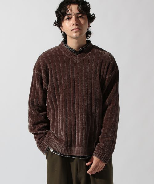 niko and .モールニットＶネックプルオーバー ブラウン L メンズインナー ニコアンド 598735 and ST アンドエスティ（旧ドットエスティ）