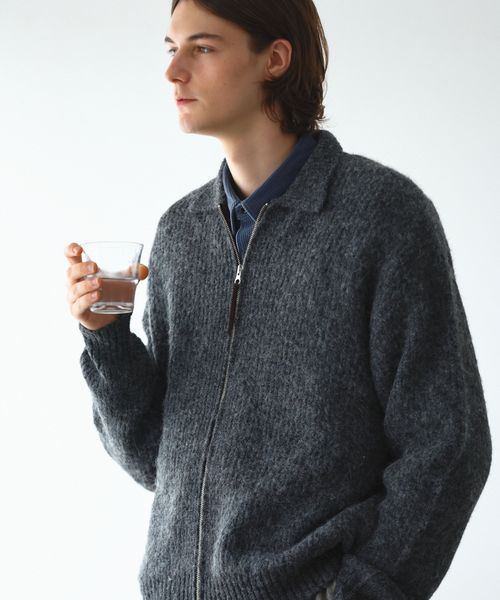 niko and .畦編みZIPニットカーディガン チャコールグレー L メンズインナー ニコアンド 598768 and ST アンドエスティ（旧ドットエスティ）