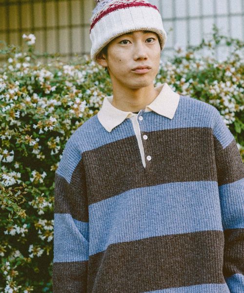 niko and .ワイドボーダーラガーニットプルオーバー ライトベージュ L メンズインナー ニコアンド 598808 and ST アンドエスティ（旧ドットエスティ）