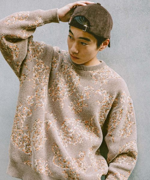 niko and .モールペイズリーニットプルオーバー ブロンズ L メンズインナー ニコアンド 598934 and ST アンドエスティ（旧ドットエスティ）