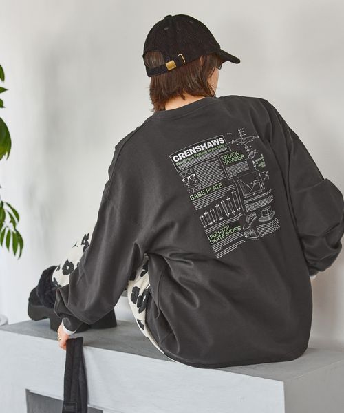 niko and .アソートグラフィックロングTシャツ チャコールグレー M ウィメンズインナー ニコアンド 600389 and ST アンドエスティ（旧ドットエスティ）