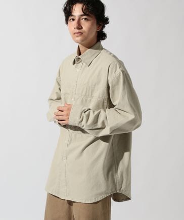 vrisko ヴィンテージ ワークシャツ ワークコート ロングシャツ 古着 niko and…（ニコアンド） シャツ 製品染めワークシャツ メンズ