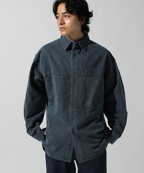 niko and .ビンテージ起毛ワークシャツ ネイビー L メンズインナー ニコアンド 600422 and ST アンドエスティ（旧ドットエスティ）