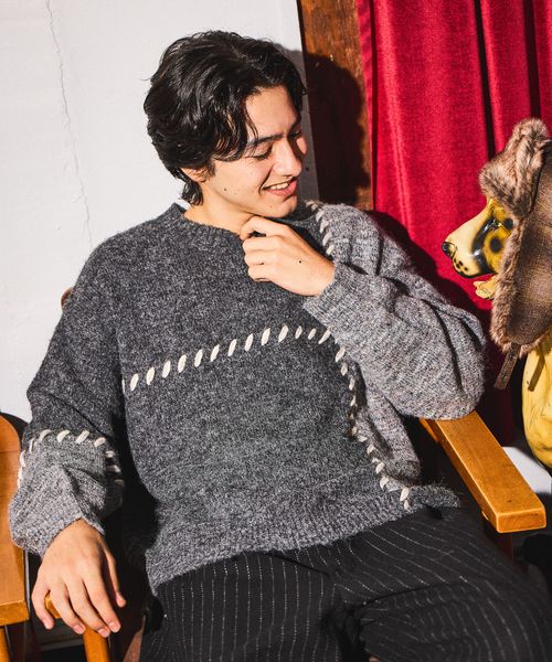 niko and .かがりステッチニットプルオーバー チャコールグレー L メンズインナー ニコアンド 600542 and ST アンドエスティ(旧ドットエスティ) niko and .かがりステッチニットプルオーバー チャコールグレー L メンズインナー ニコアンド 600542 and ST アンドエスティ(旧ドットエスティ)