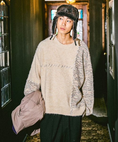 niko and .かがりステッチニットプルオーバー ベージュ L メンズインナー ニコアンド 600542 and ST アンドエスティ（旧ドットエスティ）