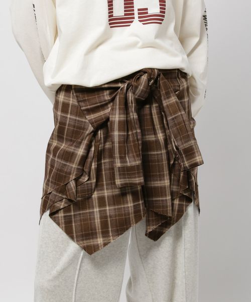 niko and .2WAYチェックビスチェスカート ブラウン FREE ウィメンズボトムス ニコアンド 602190 and ST アンドエスティ（旧ドットエスティ）