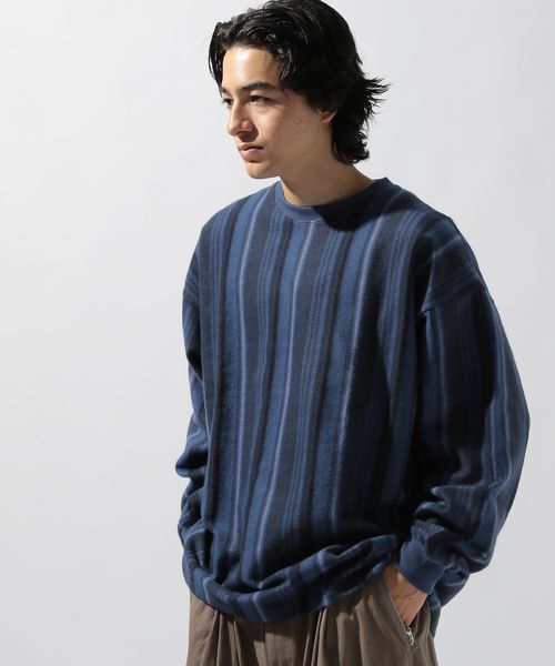 niko and .起毛ストライププルオーバー ネイビー M メンズインナー ニコアンド 607124 and ST アンドエスティ（旧ドットエスティ）