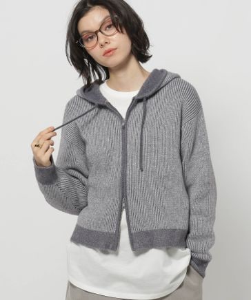 ニコアンドnikoand bewithMMisayo ハギパーカー グレー新品 バイカラーダブルジップニットパーカー | [公式]ニコアンド（niko and
