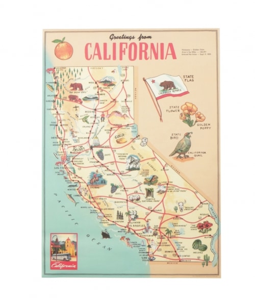 在庫わずか　貴重　アメリカ　マップ　地図　カリフォルニア　ポスター　包装紙 在庫わずか 貴重 アメリカ マップ 地図 カリフォルニア ポスター