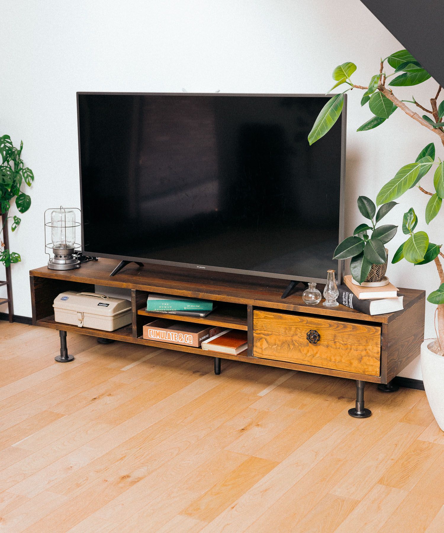 【定価33,770円】ブラウン　木製　アイアン　テレビ台 引き出し付　ニコアンド niko and キャビネット テレビボード 棚 ウッドラック