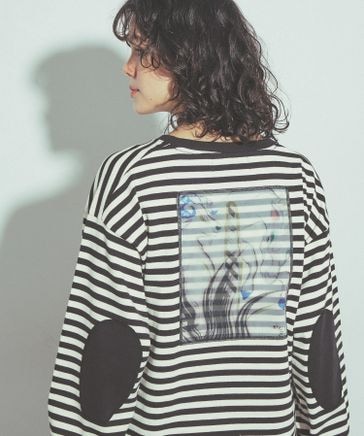 バックモチーフボーダーTシャツ by MAO KAWASAKI | [公式]ニコアンド