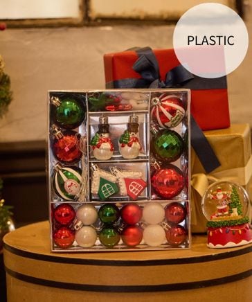 2026Xmas】プラスチックオーナメントセット35個入り[ノベルティ対象