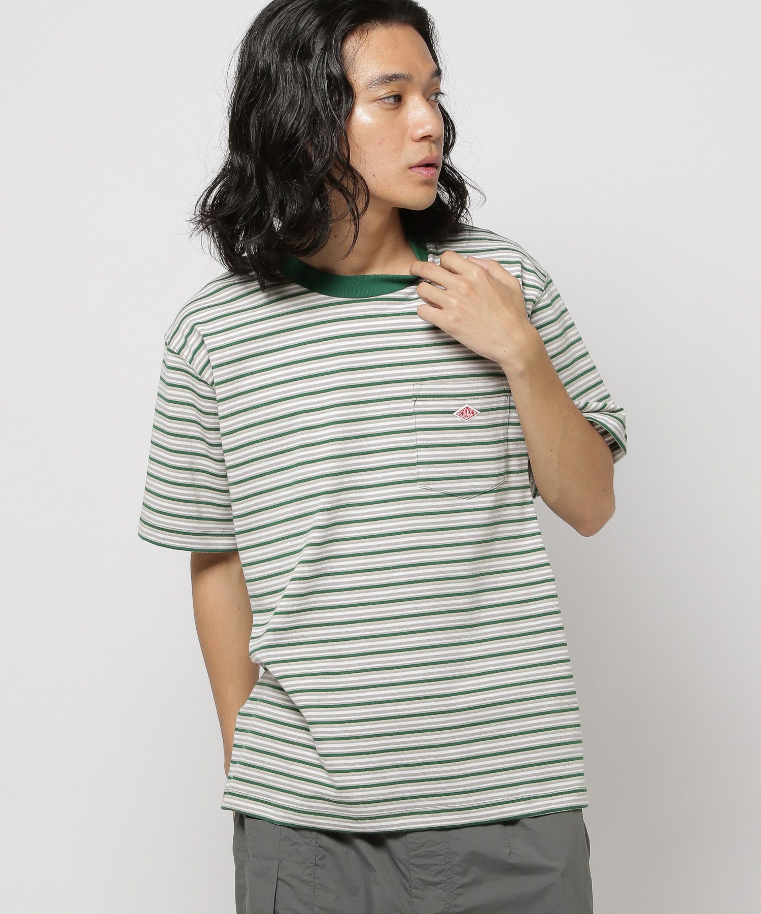 【DANTON(ダントン)】SHORT SLEEVE POCKET T-SHIRT STRIPE L