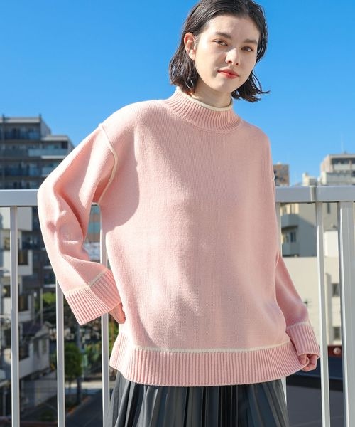 薄いピンク 見やすく ニットベスト タートルネック 売買された 