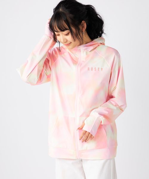 Op/FILA 【RUSTY】ニコちゃん×タイダイ柄ラッシュガード パーカー 水着 チャコールグレー XL オーピーフィラ 493801 and ST アンドエスティ(旧ドットエスティ) Op/FILA 【RUSTY】ニコちゃん×タイダイ柄ラッシュガード パーカー 水着 チャコールグレー XL オーピーフィラ 493801 and ST アンドエスティ(旧ドットエスティ)