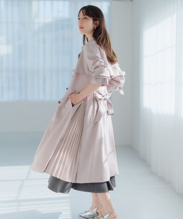 サイドプリーツトレンチ サイドプリーツゆるトレンチコート（120~160cm）,ikka| TOKYO