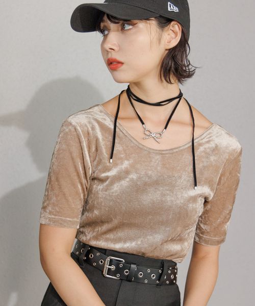 PAGEBOY シアーベロアルーズネックショートスリーブ ブロンズ FREE ウィメンズインナー ページボーイ 147384 and ST アンドエスティ(旧ドットエスティ) PAGEBOY シアーベロアルーズネックショートスリーブ ブロンズ FREE ウィメンズインナー ページボーイ 147384 and ST アンドエスティ(旧ドットエスティ)