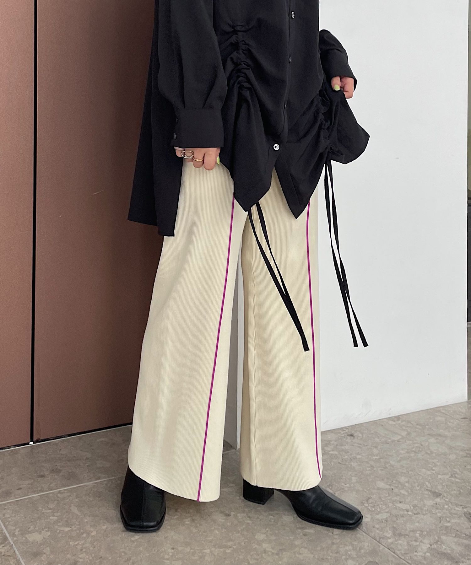 美品】 Theory マゼンタ ニットフレアパンツ 18AW パンツ