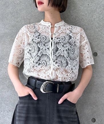PAGEBOY（ページボーイ）の「ローズジャガードシアーBIGシャツ
