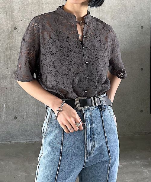 PAGEBOY 【WEB限定アイテム】レースバンドカラーシャツ【再入荷】 チャコールグレー FREE ウィメンズインナー ページボーイ 192466 and ST アンドエスティ(旧ドットエスティ) PAGEBOY 【WEB限定アイテム】レースバンドカラーシャツ【再入荷】 チャコールグレー FREE ウィメンズインナー ページボーイ 192466 and ST アンドエスティ(旧ドットエスティ)