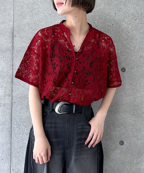 PAGEBOY 【WEB限定アイテム】レースバンドカラーシャツ レッド FREE ウィメンズインナー ページボーイ 192466 and ST アンドエスティ(旧ドットエスティ) PAGEBOY 【WEB限定アイテム】レースバンドカラーシャツ レッド FREE ウィメンズインナー ページボーイ 192466 and ST アンドエスティ(旧ドットエスティ)