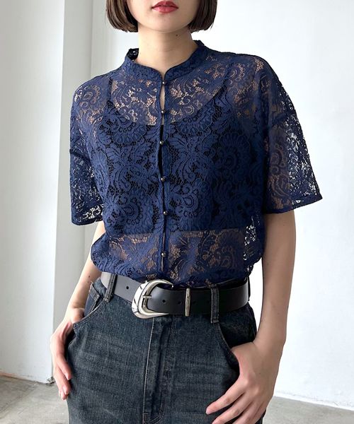 PAGEBOY 【WEB限定アイテム】レースバンドカラーシャツ【再入荷】 ネイビー FREE ウィメンズインナー ページボーイ 192466 and ST アンドエスティ(旧ドットエスティ) PAGEBOY 【WEB限定アイテム】レースバンドカラーシャツ【再入荷】 ネイビー FREE ウィメンズインナー ページボーイ 192466 and ST アンドエスティ(旧ドットエスティ)