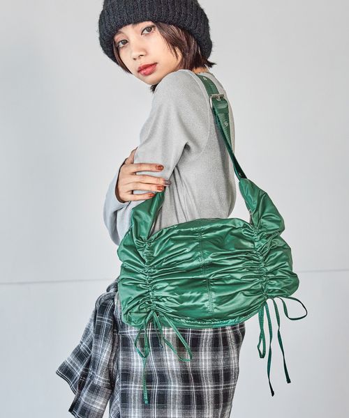 PAGEBOY ドロストショルダーBAG グリーン ウィメンズグッズ ページボーイ 246686 and ST アンドエスティ(旧ドットエスティ) PAGEBOY ドロストショルダーBAG グリーン ウィメンズグッズ ページボーイ 246686 and ST アンドエスティ(旧ドットエスティ)