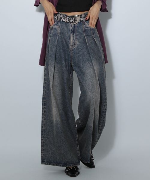 PAGEBOY タックデニムパンツ【5サイズ展開/新色追加】 ブルー L ウィメンズボトムス ページボーイ 249202 and ST アンドエスティ(旧ドットエスティ) PAGEBOY タックデニムパンツ【5サイズ展開/新色追加】 ブルー L ウィメンズボトムス ページボーイ 249202 and ST アンドエスティ(旧ドットエスティ)