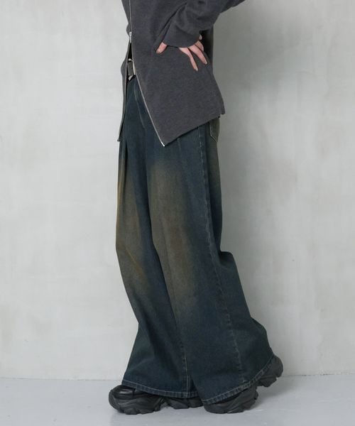 PAGEBOY 【5サイズ展開】タックデニムパンツ ブルー ウィメンズボトムス ページボーイ 249202 and ST アンドエスティ（旧ドットエスティ）