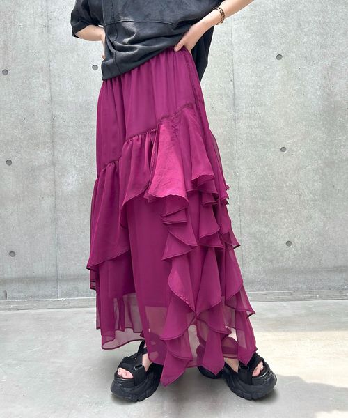 PAGEBOY 【再入荷・シーズンレスで使える】ステッチフリルスカート ピンク FREE ウィメンズボトムス ページボーイ 289012 and ST アンドエスティ(旧ドットエスティ) PAGEBOY 【再入荷・シーズンレスで使える】ステッチフリルスカート ピンク FREE ウィメンズボトムス ページボーイ 289012 and ST アンドエスティ(旧ドットエスティ)