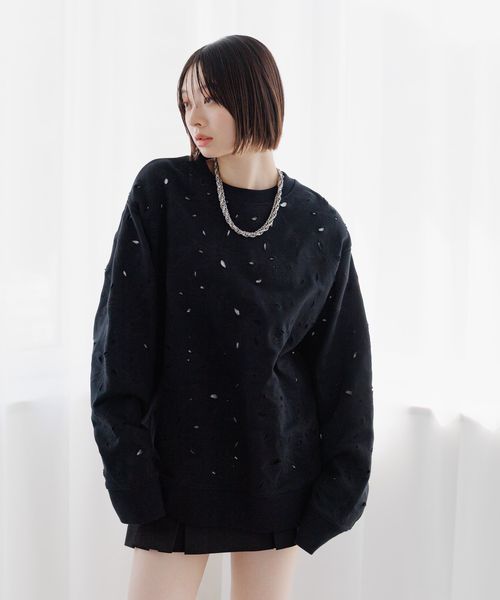 PAGEBOY Anui/フラワーカットアウトスウェット ブラック Anui ページボーイ 292315 and ST アンドエスティ(旧ドットエスティ) PAGEBOY Anui/フラワーカットアウトスウェット ブラック Anui ページボーイ 292315 and ST アンドエスティ(旧ドットエスティ)