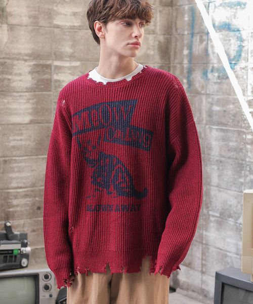 PAGEBOY 【PBLIM】ダメージキャットニット レッド FREE LIM ページボーイ 320607 and ST アンドエスティ(旧ドットエスティ) PAGEBOY 【PBLIM】ダメージキャットニット レッド FREE LIM ページボーイ 320607 and ST アンドエスティ(旧ドットエスティ)