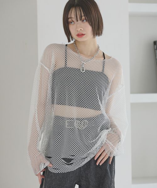 PAGEBOY Anui/ダメージメッシュプルオーバー オフホワイト Anui ページボーイ 321117 and ST アンドエスティ(旧ドットエスティ) PAGEBOY Anui/ダメージメッシュプルオーバー オフホワイト Anui ページボーイ 321117 and ST アンドエスティ(旧ドットエスティ)
