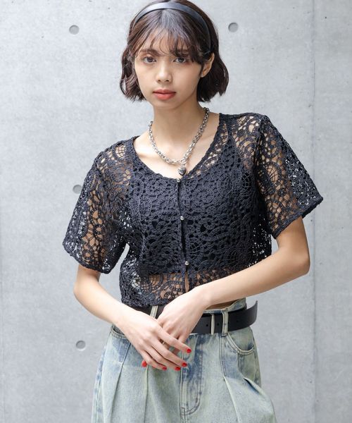 PAGEBOY ラッセルレースVネックブラウス ブラック FREE ウィメンズインナー ページボーイ 328037 and ST アンドエスティ(旧ドットエスティ) PAGEBOY ラッセルレースVネックブラウス ブラック FREE ウィメンズインナー ページボーイ 328037 and ST アンドエスティ(旧ドットエスティ)