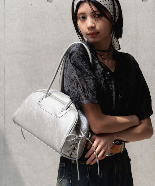 PAGEBOY レースアップボストンBAG ライトグレー ウィメンズグッズ ページボーイ 328095 and ST アンドエスティ(旧ドットエスティ) PAGEBOY レースアップボストンBAG ライトグレー ウィメンズグッズ ページボーイ 328095 and ST アンドエスティ(旧ドットエスティ)