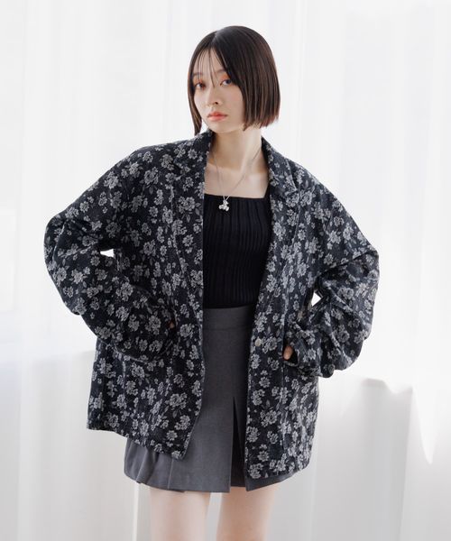 PAGEBOY Anui/フラワージャガードデニムジャケット ブラック Anui ページボーイ 329262 and ST アンドエスティ(旧ドットエスティ) PAGEBOY Anui/フラワージャガードデニムジャケット ブラック Anui ページボーイ 329262 and ST アンドエスティ(旧ドットエスティ)